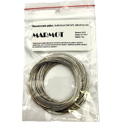 Bezolovnatá pájka MARMOT MTL 568 0.5mm 10g (Sn99.3Cu0.7NiP) – Hledejceny.cz