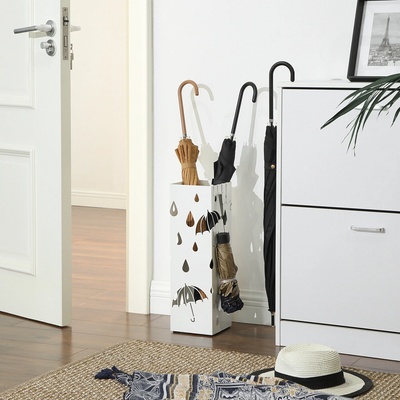 SongmicsHome Kovový stojan na dáždniky UMBRELLA, 15,5x15,5x49cm, biela LUC49W
