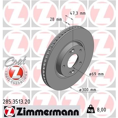 ZIMMERMANN Brzdový kotúč 285351320