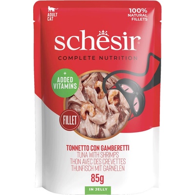 Schesir Cat C&B Wet Adult Tuniak a krevety v želé 85 g