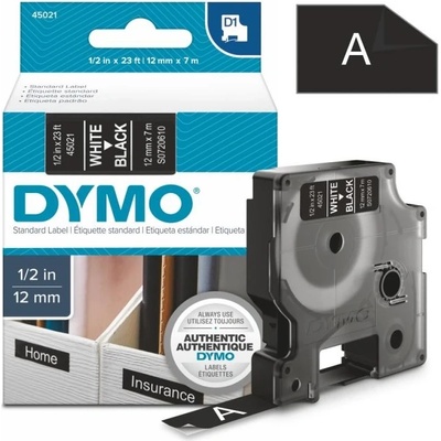 Páska Dymo D1, 12mm (45021) černá, bílý tisk, 7m