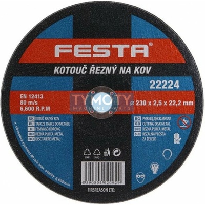 Rezný kotúč na kov 230x2,5x22,2 rovný, FESTA 22224