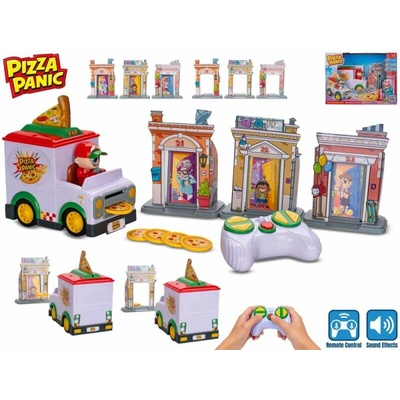 Pizza Panic! R/C dodávka vystřelující pizzu 12cm 2,4GHz plná funkce na baterie se zvukem v krabičce