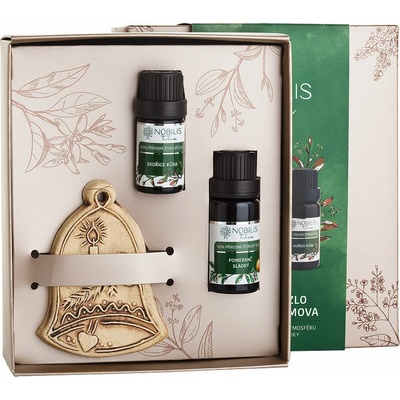 Nobilis Tilia Kouzlo Zimního Domova Přírodní éterický olej Pomeranč sladký, 10 ml 5 ml + Nobilis Tilia Přírodní éterický olej Skořice kůra 2 x 5 ml + Nobilis Tilia Keramický zvonek ja