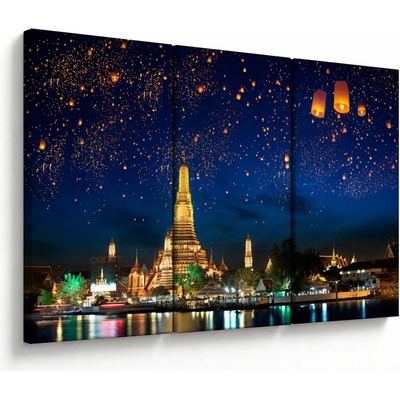 Obraz - Lampióny šťastia, Bangkok, trojdielne 120x80 cm