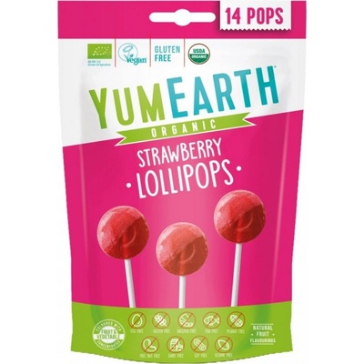 YumEarth BIO Ovocná lízátka s příchutí jahody 14 ks 87 g