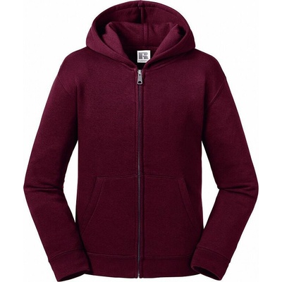 Russell dětská zipová mikina Authentic s dvouvrstvou kapucí vínová