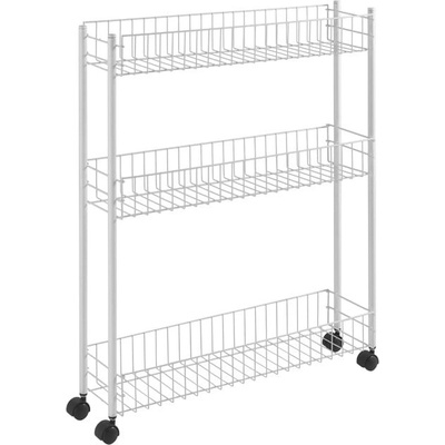 Metaltex Fino pojízdný regál bílá 58 cm, 72 cm, 16 cm