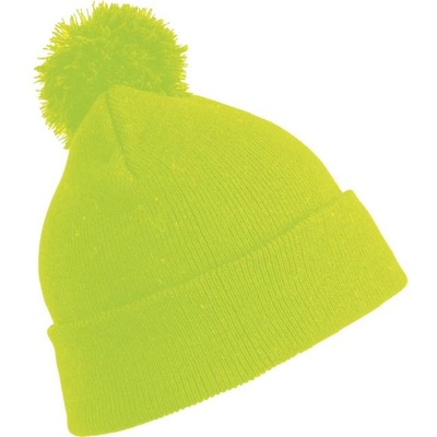 RESULT RC 028J dětská pletená čepice s bambulí fluo rescent yellow