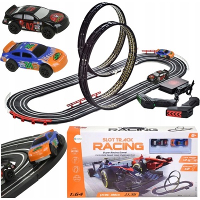 Stator Autodráha elektrická 388 cm se 2 autíčky a ovladači 1:64