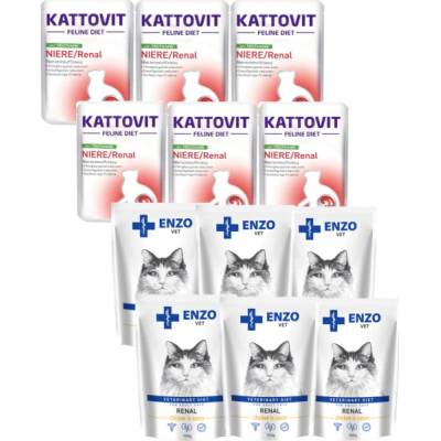 Kattovit Niere/Renal krůtí 6 x sáček + ENZO VET Renal 6 x 100 g kuřecí maso 85 g