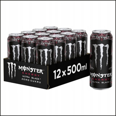 Monster Energy Ultra Black Energetický nápoj Bez cukru 0,5 l