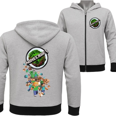 Tepláková bunda na zip Minecraft Planet Gray