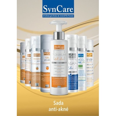 Syncare anti akné 1 Micelární tonikum 200 ml + čisticí mléko 250 ml + gel anti akné 75 ml + Sebunorm krém 75 ml + čisticí maska 75 ml dárková sada – Hledejceny.cz