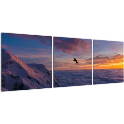 Obraz při západu slunce, Mt. Blanc, třídílný 120x40 cm