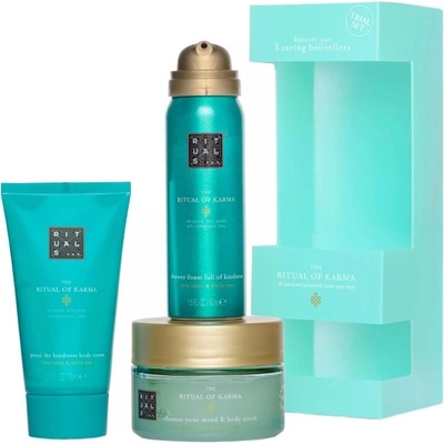Rituals The Ritual Of Karma tělový krém 70 ml + sprchová pěna 50 ml + čisticí tělový peeling 125 g dárková sada – Hledejceny.cz