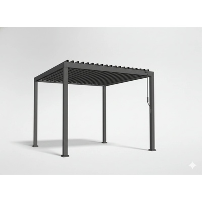Pro-Tech shop 80455 Hliníková pergola 3x3x2,5m sivá s LED osvetlením a dvojitými lamelami