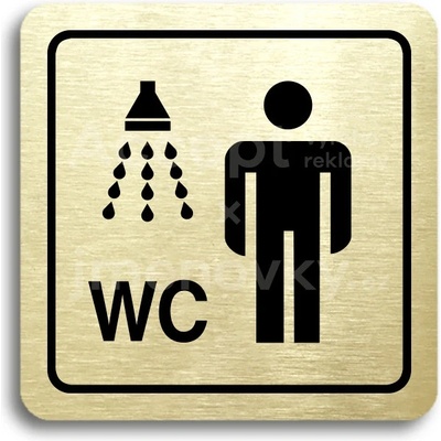 ACCEPT Piktogram sprcha, WC muži - zlatá tabulka - černý tisk