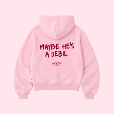 Dotyk Slov dámska Cropped mikina Maybe He's a Debil Soft Pink