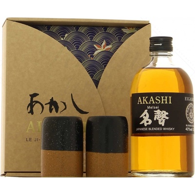 Akashi Meisela 40% 0,5 l (dárkové balení 2 keramické sklenice)