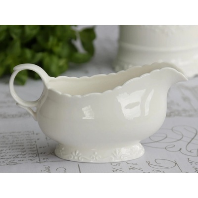 Chic Antique 40332 Porcelánová miska s uškom Provence v bielom farebnom prevedení s dekorom 19 x 10 cm
