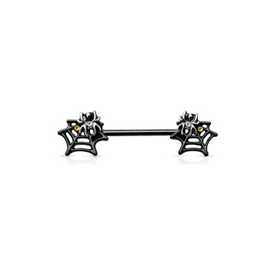 Piercingate piercing do bradavky pavouček s pavučinou PBR00043 černá