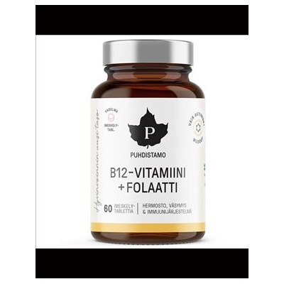 Puhdistamo Vitamin B12 Folate malina 60 pastilek