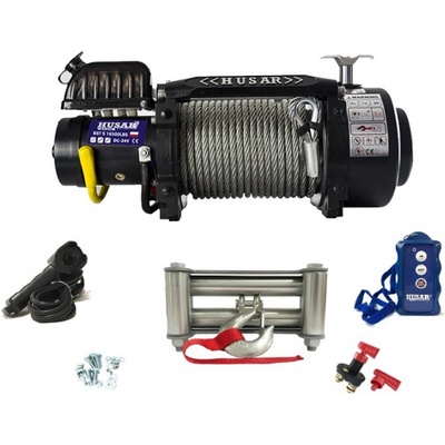 Elektrický naviják 7,4t 12V ocelové lano 30m HUSARWINCH BST S 16500