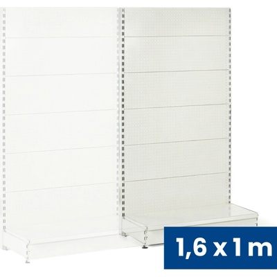B2B Partner Prodejní regál jednostranný, perfo stěny, 1600 x 1000 x 450 mm, přídavný, bílá 926045