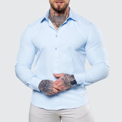 Iron Aesthetics strečová košeľa slim stretch svetlomodrá