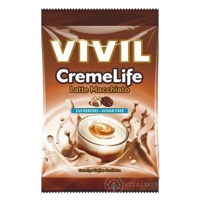 VIVIL Bonbons CREME LIFE Latte Macchiato drops se smetanovo kávovou příchutí, bez cukru 60 g
