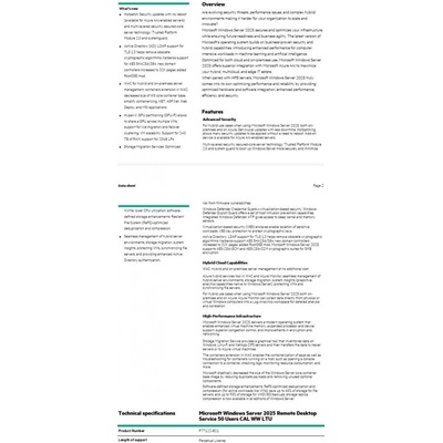 HPE Microsoft Windows Server 2025 5 User CAL - P77112-B21