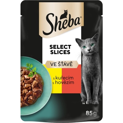 Sheba Cat Select Slices s kuřecím a hovězím 85 g