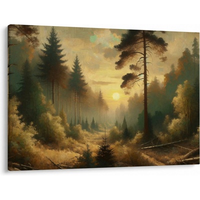 Obraz - Slnko žiariace lesom, jednodielne 100x70 cm