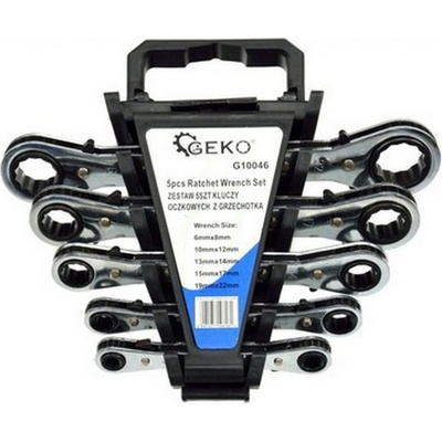 Geko Klíče ráčnové očkové sada 5ks 6-22mm plast. držák G10046