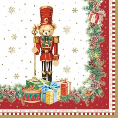 Easy Life Servítky veľké Christmas Teddy 33x33 cm