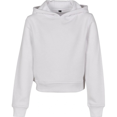 Build Your Brand Dívčí crop top mikina s dlouhým rukávem Bílá
