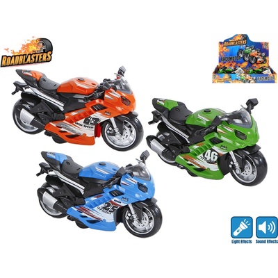 Roadblasters motorka 14,5cm na setrvačník na baterie se světlem a zvukem 3barvy