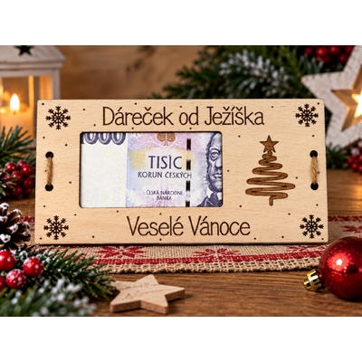 Dekorace z Řečice Dřevěná dárková karta/přání od Ježíška vánoční – Hledejceny.cz