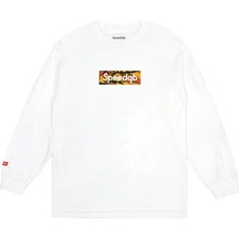 Speedqb oranžová camo box logo ls tričko bílá