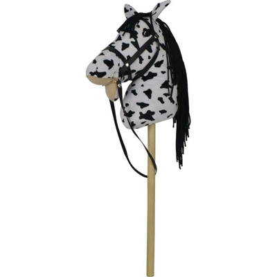 Kôň na tyči plyš 70cm Teddies na batérie so zvukom bielo čierny Appaloosa