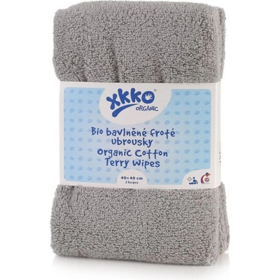 Kikko BIO bavlněné froté ubrousky XKKO Organic 40x40 cm 2 ks Grey