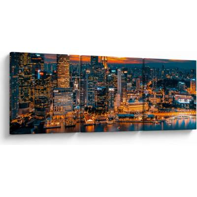 Obraz nočného mesta, trojdielne 120x40 cm