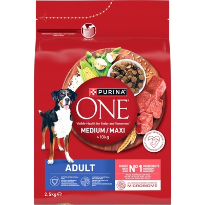 PURINA ONE Medium & Maxi Adult hovädzie 2,5 kg