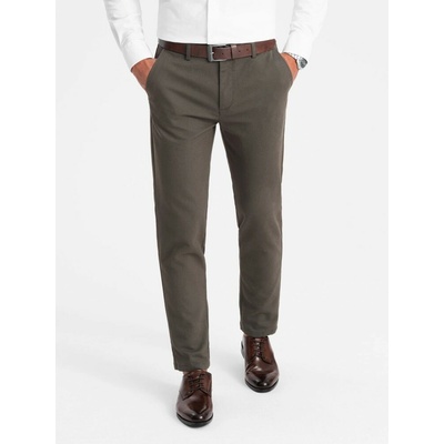 Pánské khaki klasické chinos kalhoty s jemnou texturou V2 PACP-0188 – Hledejceny.cz