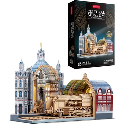 CubicFun 3D Puzzle Historické nádraží Time Express s LED osvětlením 253 ks