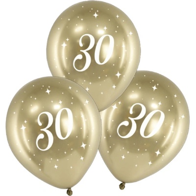 PartyDeco Balonky latex číslo 30 chromově zlaté 30 cm