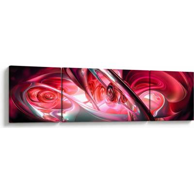 Obraz červených fraktálov, trojdielne 170x50 cm