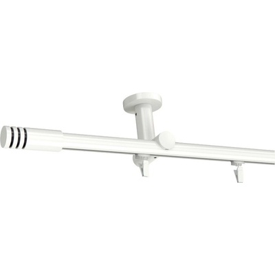 KovovégarnýžeCZ Stropní garnýž Malibu broadway 19 mm bílá lesklá Dvouřadá jezdec s kovovou žabkou 240 cm