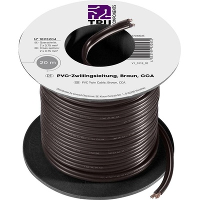 Tru Components 1570890 opletenie / lanko 2 x 0.75 mm² čierna 20 m